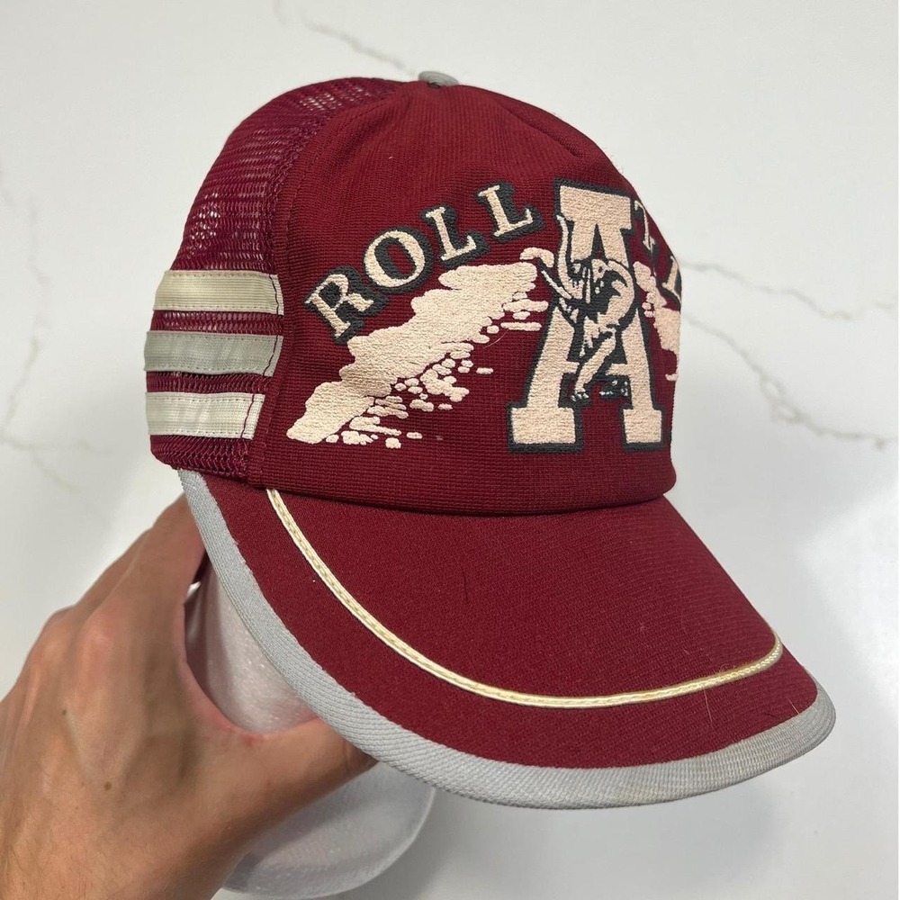 Vintage Alabama Crimson Tide Trucker Hat Mens Roll Tide Elephant Mesh Cap Maroon